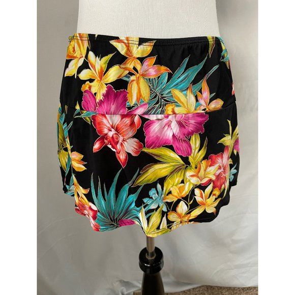Islander Other - Islander Black Multi-Colored Floral Swimsuit Skirt - Size 16